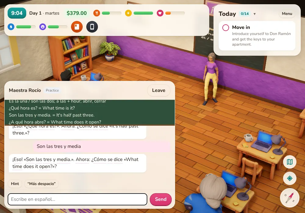 A lesson with Maestra Rocío at the community center